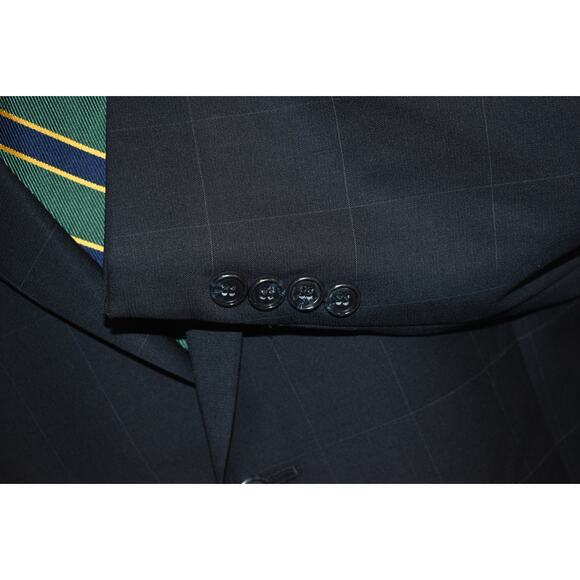 Tasso Elba Suit 2 Piece Mens Size Jacket 43 Reg Windowpane Plaid Pants 36 x 29 - Picture 4 of 14